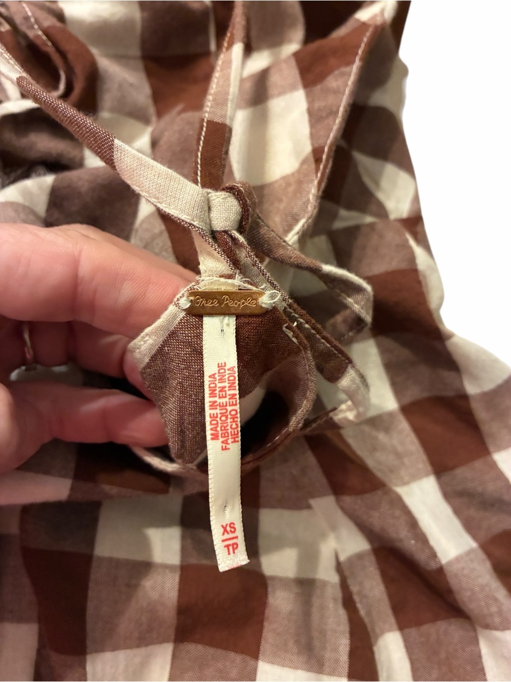 Free People Via Gingham Cotton Seersucker Sundress Sz XS - Picture 7 of 12